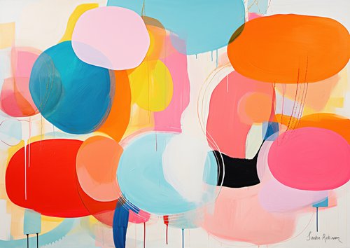 Painting with pink and blue shapes 2012235 by Sasha Robinson