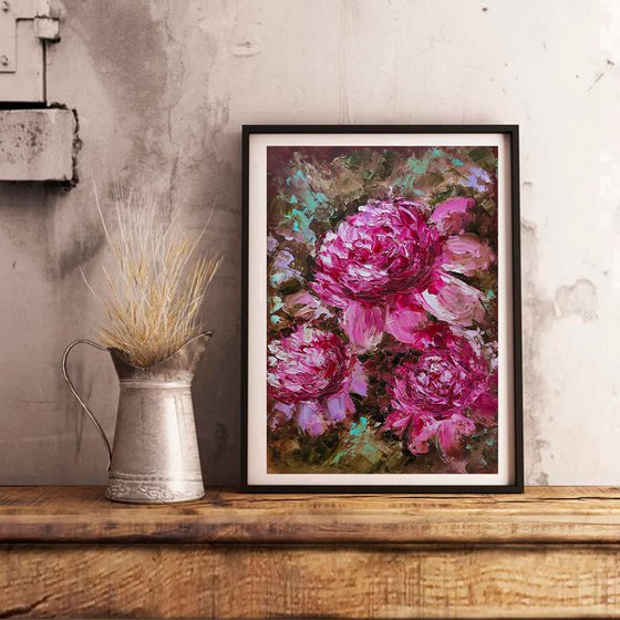 Peonies Flowers Painting