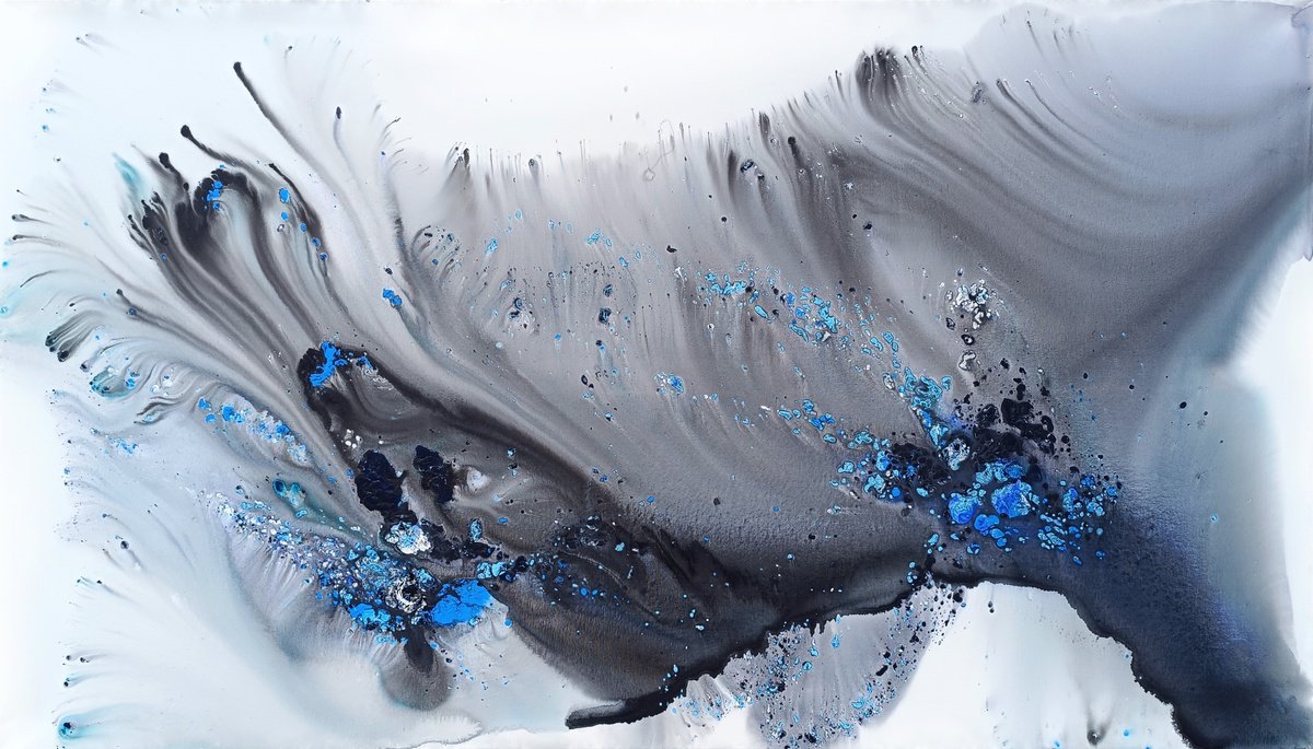 Abstract Landscape Acrylic Painting By Muriel Napoli, 71 X 39", Nature 439, Original Artwork