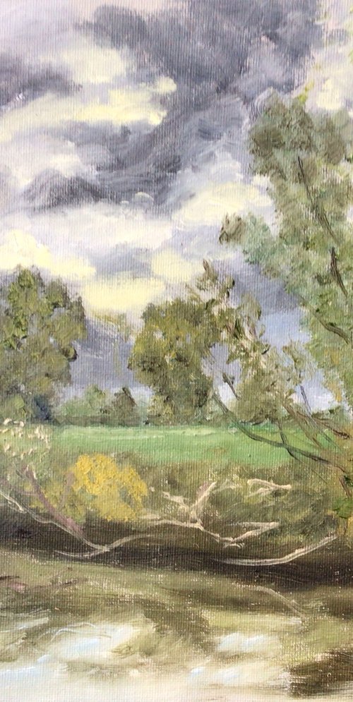 River Stour oil painting by Julian Lovegrove Art