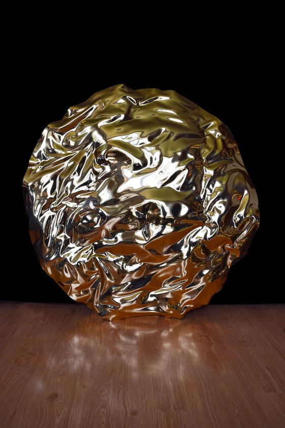 Tornado / Golden Sculpture 120 cm 3-D Modern Abstract