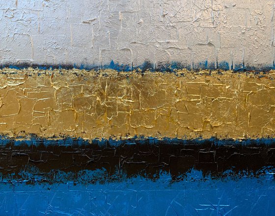 Blue Infinity - XL LARGE,  TEXTURED, GOLD LEAF ABSTRACT ART – EXPRESSIONS OF ENERGY AND LIGHT. READY TO HANG!