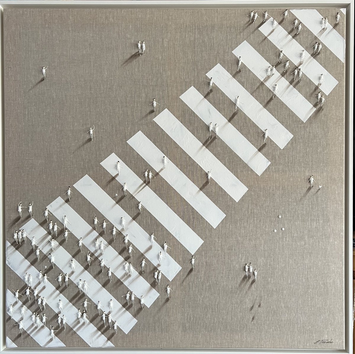 Abstract Portrait Acrylic Painting By Eka Peradze, 41 X 41, Freedom Crosswalk Eka Peradze, Original Artwork