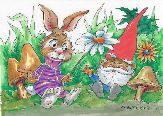 Garden Gnome and Rabbit