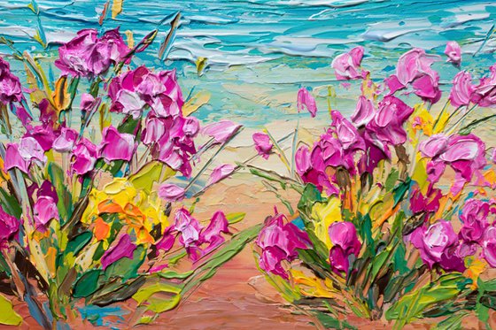 Pink flowers by the Sea