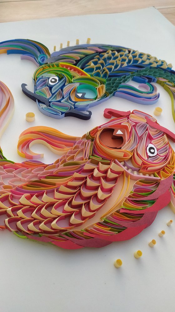 Playful Koi fish ( paper art)