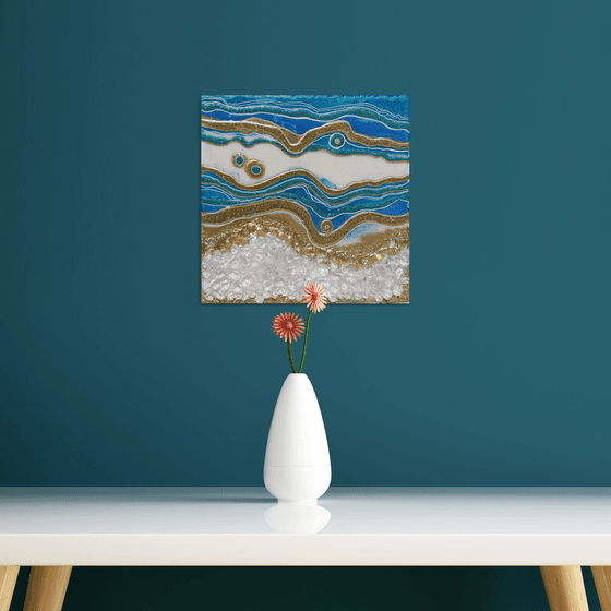 California. Geode. Marble Art. Geode wall art, Gold, White, Turquoise, Blue, geode wall art Resin painting.