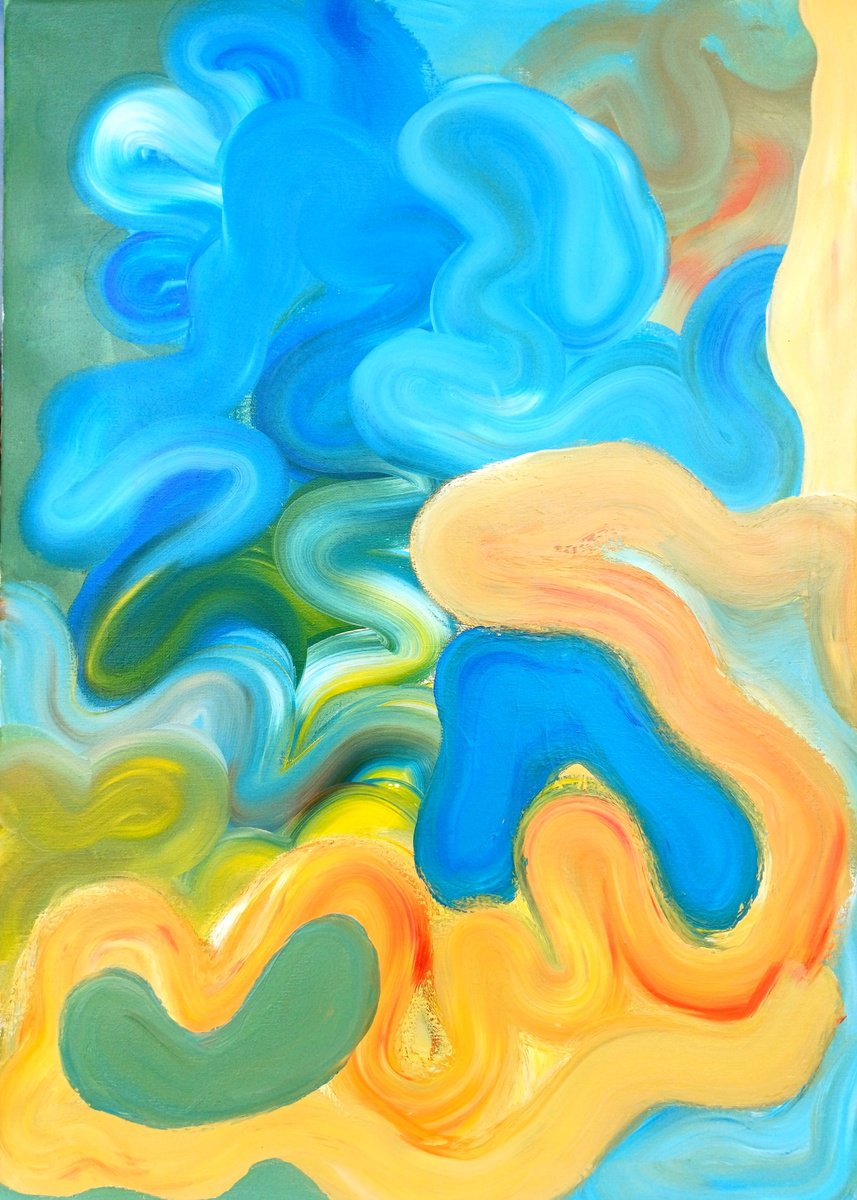 Abstract Acrylic Painting By Stanislav Bojankov, 20 X 28", Rhythm Of Body-Vii, Original Artwork