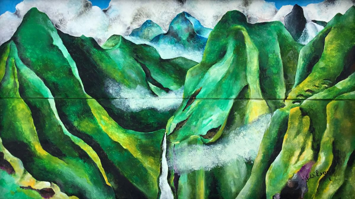 Landscape Oil Painting By Jg Wilson, 17 X 10, Waterfall, Original Artwork