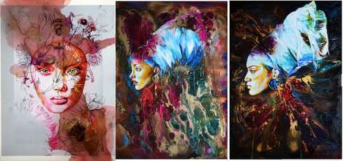 mystical / Series of Digital Portraits 45 cm x 96 cm by Anna Sidi-Yacoub