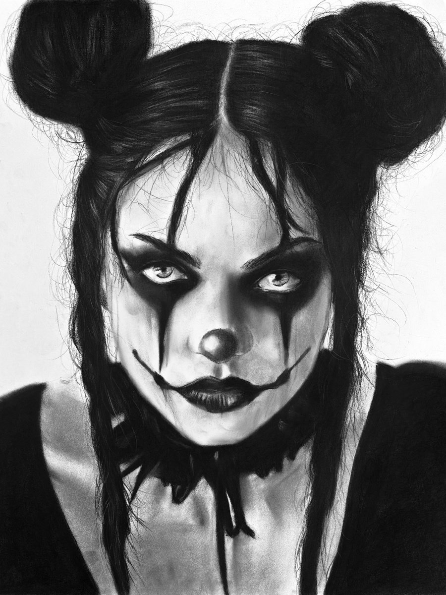 Photorealistic Portrait Charcoal Drawing By Denny Stoekenbroek, 20 X 26, Laughing Shadows, Original Artwork