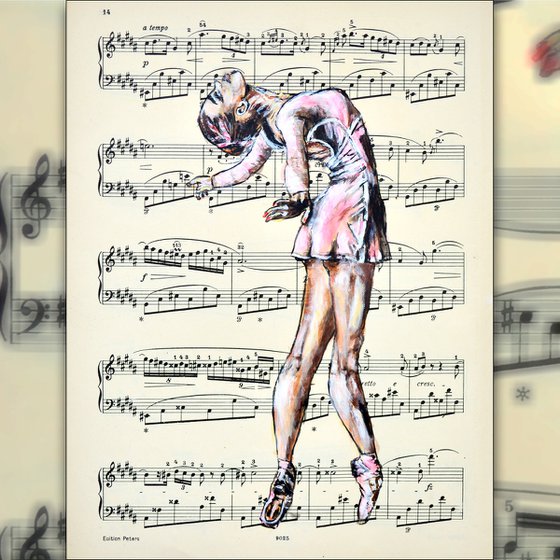 Ballerina XLIV- Vintage Music Page, GIFT idea