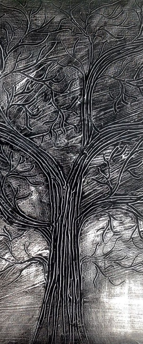 Essence of a Tree - Black and White by Carol Zsolt