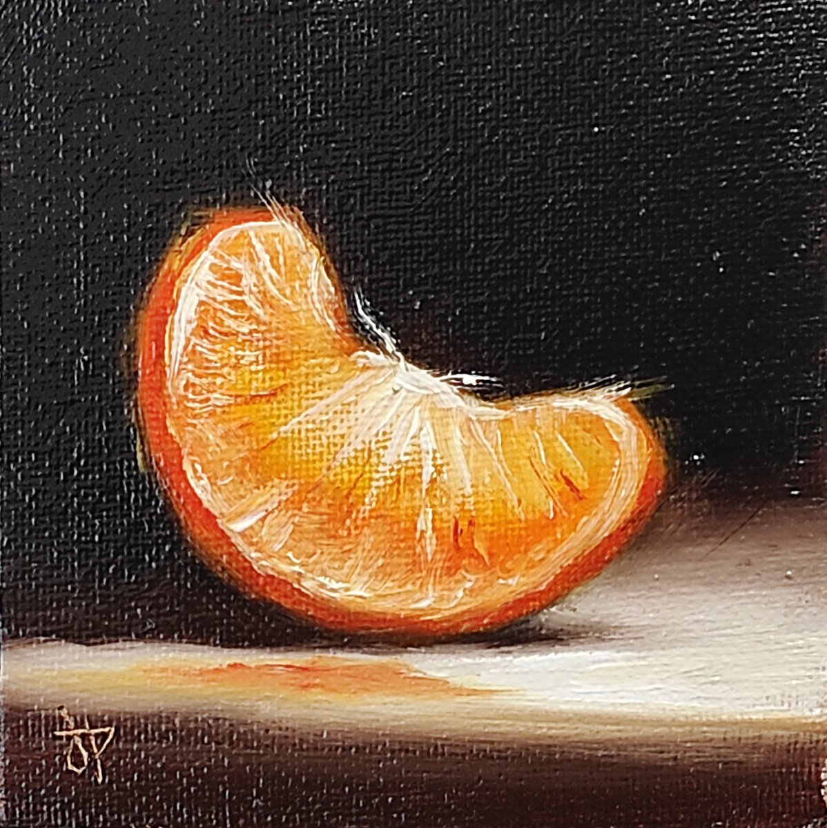 Little orange segment still life by Jane Palmer Art