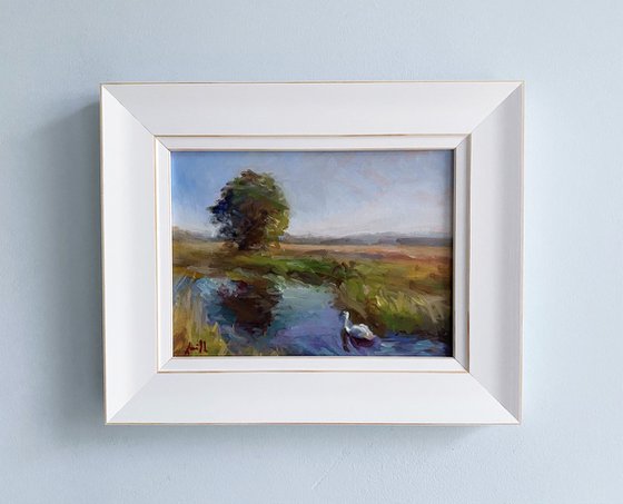 Original oil Impressionist English countryside landscape.