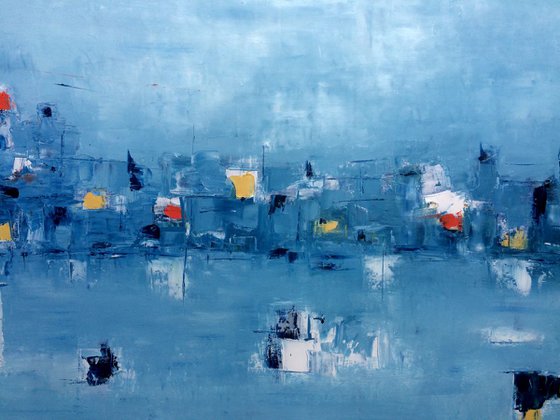 La Laguna. (The Lagoon) 70X70 cm. Abstract Painting.