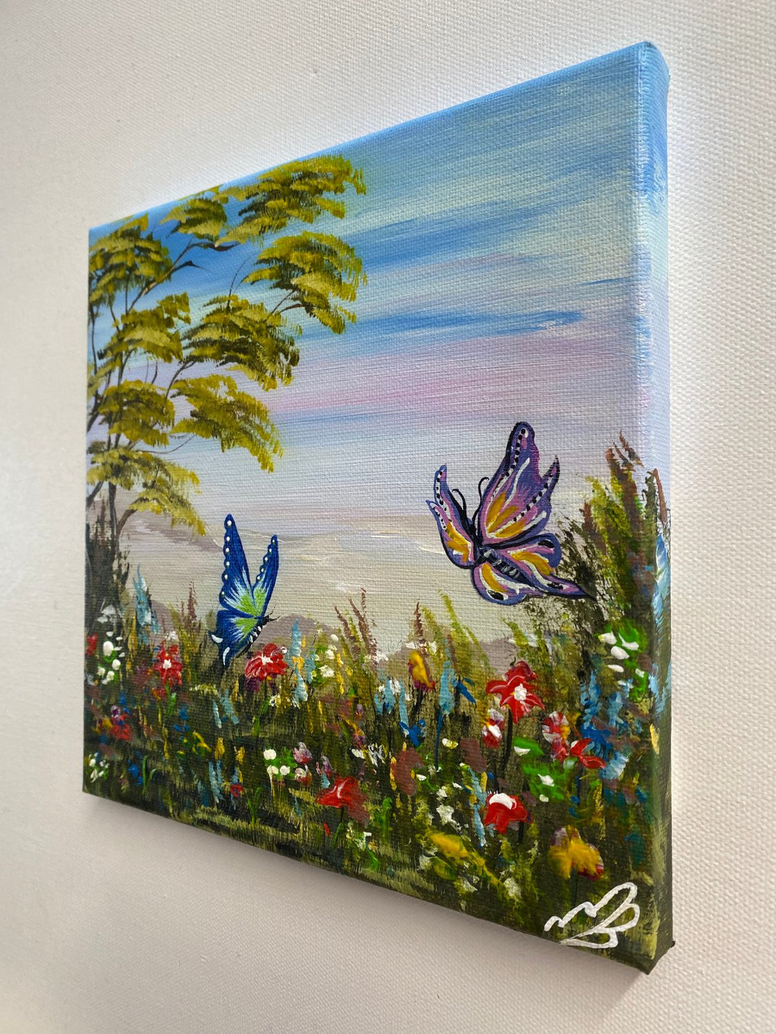 Two Butterfly Paintings shops on Canvas - 21x10