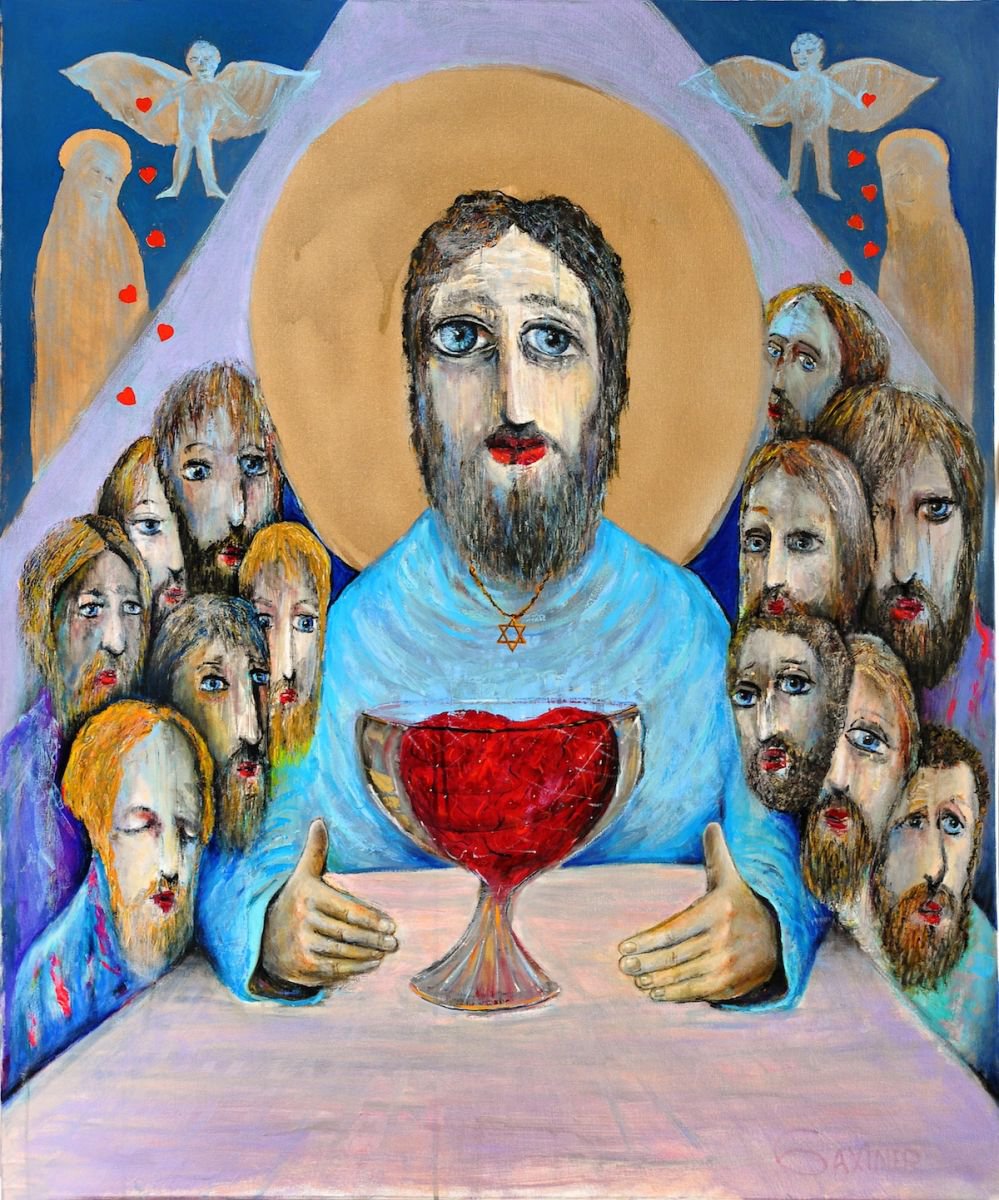 Impressionistic Abstract Oil Painting By Leo Baxiner, 39 X 47", The Pinnacle Of Life Is Love., Original Artwork