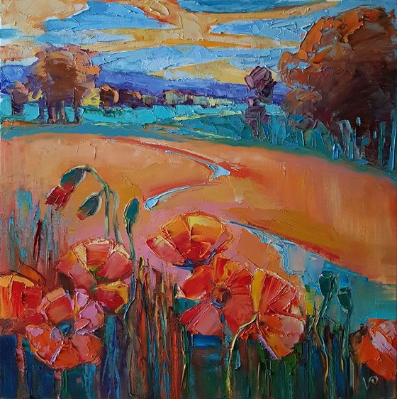 Landscape with poppies