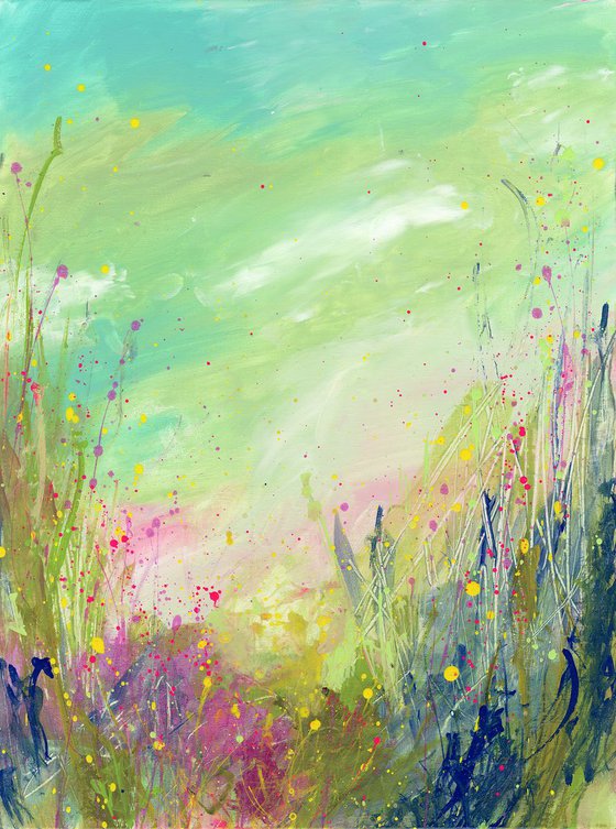 Spring Bliss  -  Abstract Meadow Flower Painting  by Kathy Morton Stanion