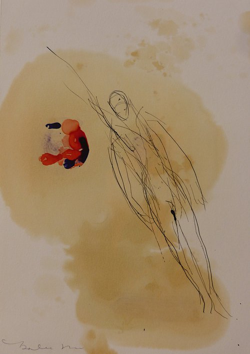 The Woman 19-2, ink and oil on paper 29x21 cm by Frederic Belaubre