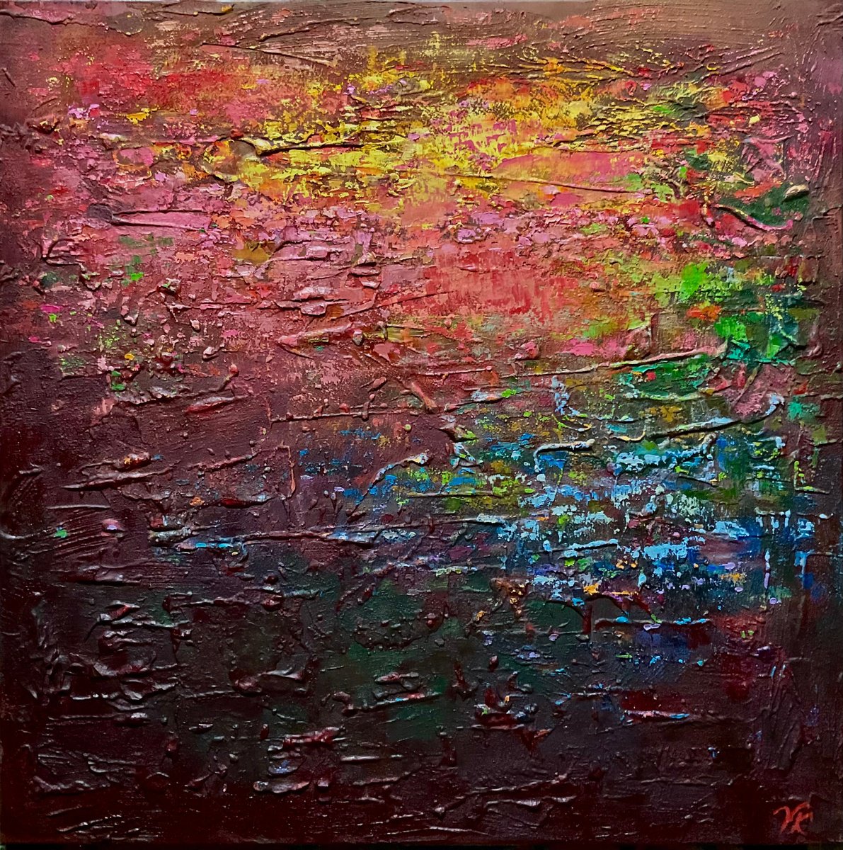 Organic Abstract Oil Painting By Vera Klimova, 35 X 35", On The Shore, Original Artwork