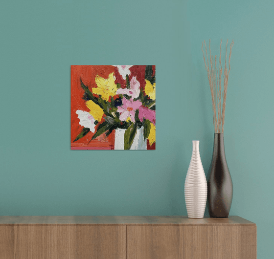 Flowers on a Red Background