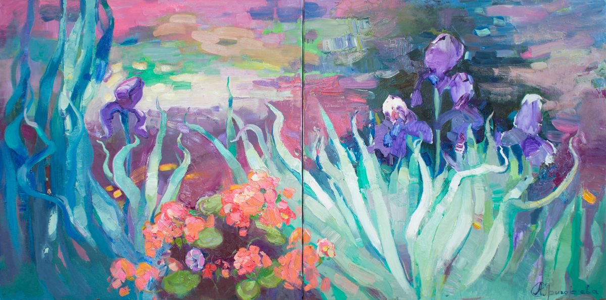 Iris Duo By Anastasiia Grygorieva, 47 X 24, Artwork For Sale On Artfinder