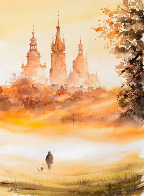 Walk in Krakow. (Passepartout) by Eve Mazur