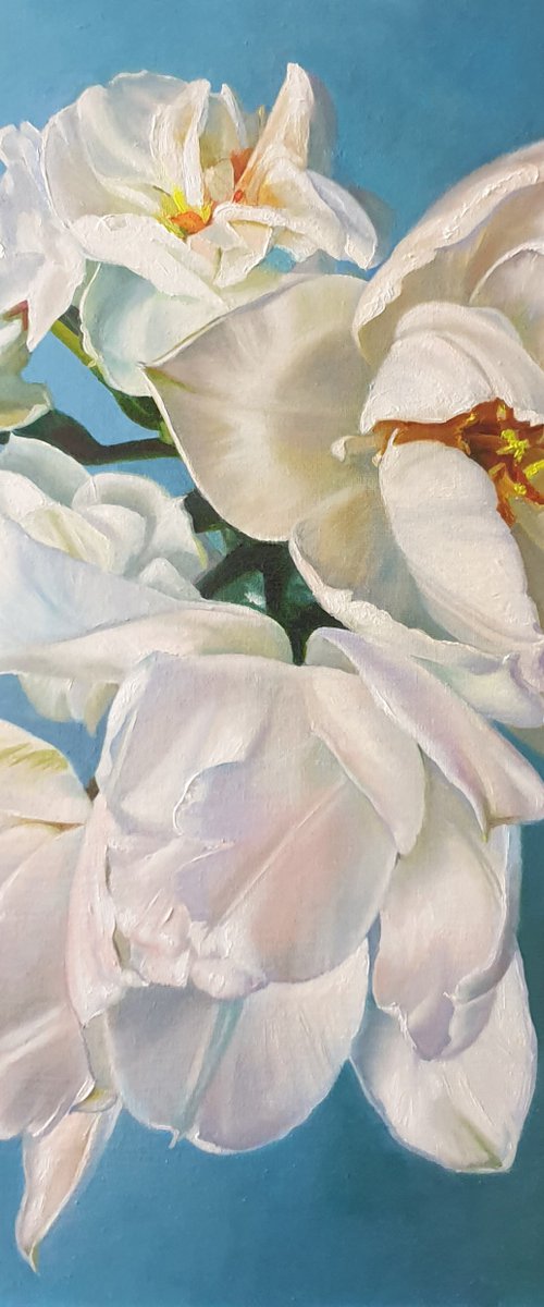 "White bouquet. "   flower  liGHt original painting  GIFT (2021) by Anna Bessonova (Kotelnik)