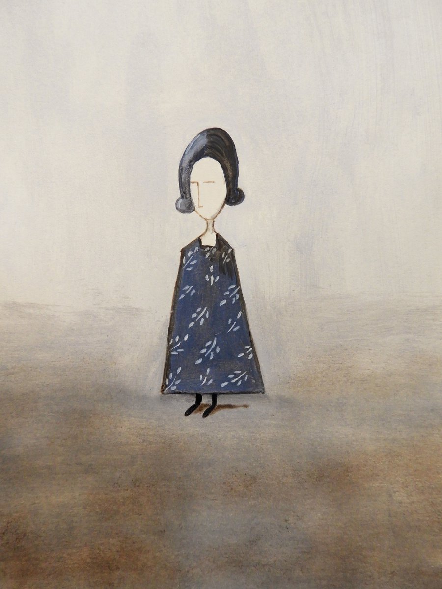 The little Lady in blue - oil on paper by Silvia Beneforti
