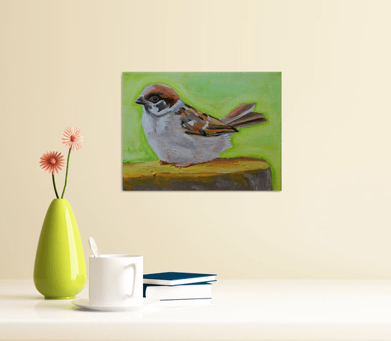 Sparrow On Yellow