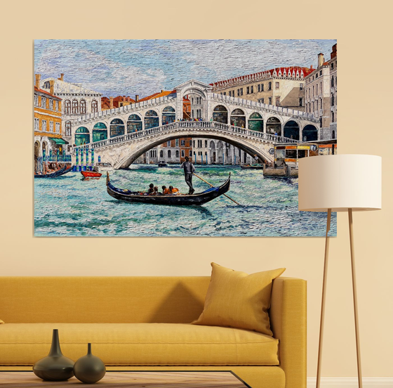 Venice, Rialto Bridge, Impasto, 140 x 90 cm