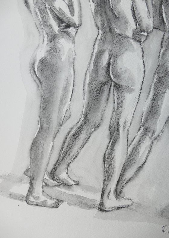 Standing female nude 3 poses