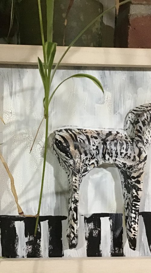 Sculpture Zebra Framed  'Zebra Crossing' By maxine Martin by Maxine Anne  Martin
