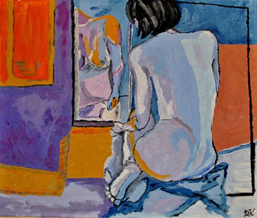Woman in front of mirror by Dorota Politowska