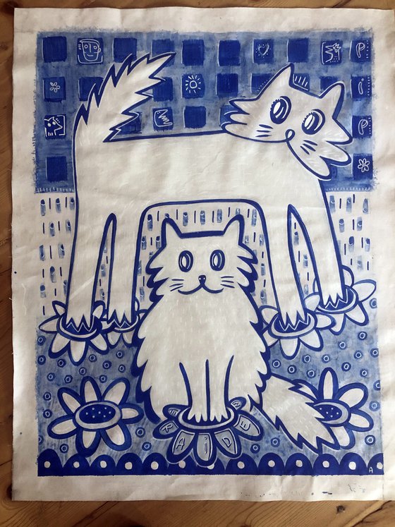 BLUE CATS 90x110cm