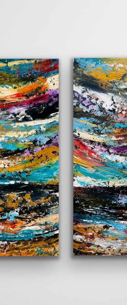 Walking in the Winters 2 - Diptych by Pooja Verma