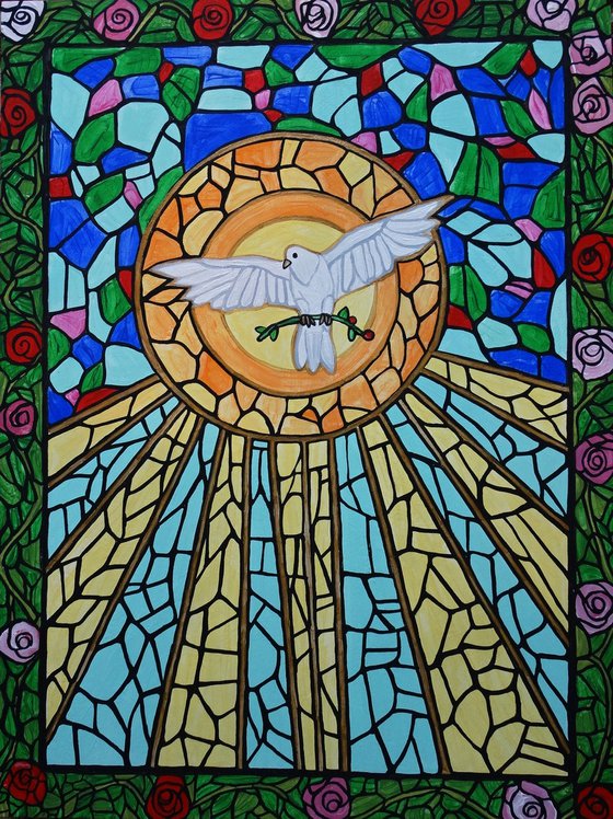 Stained glass dovenof peace