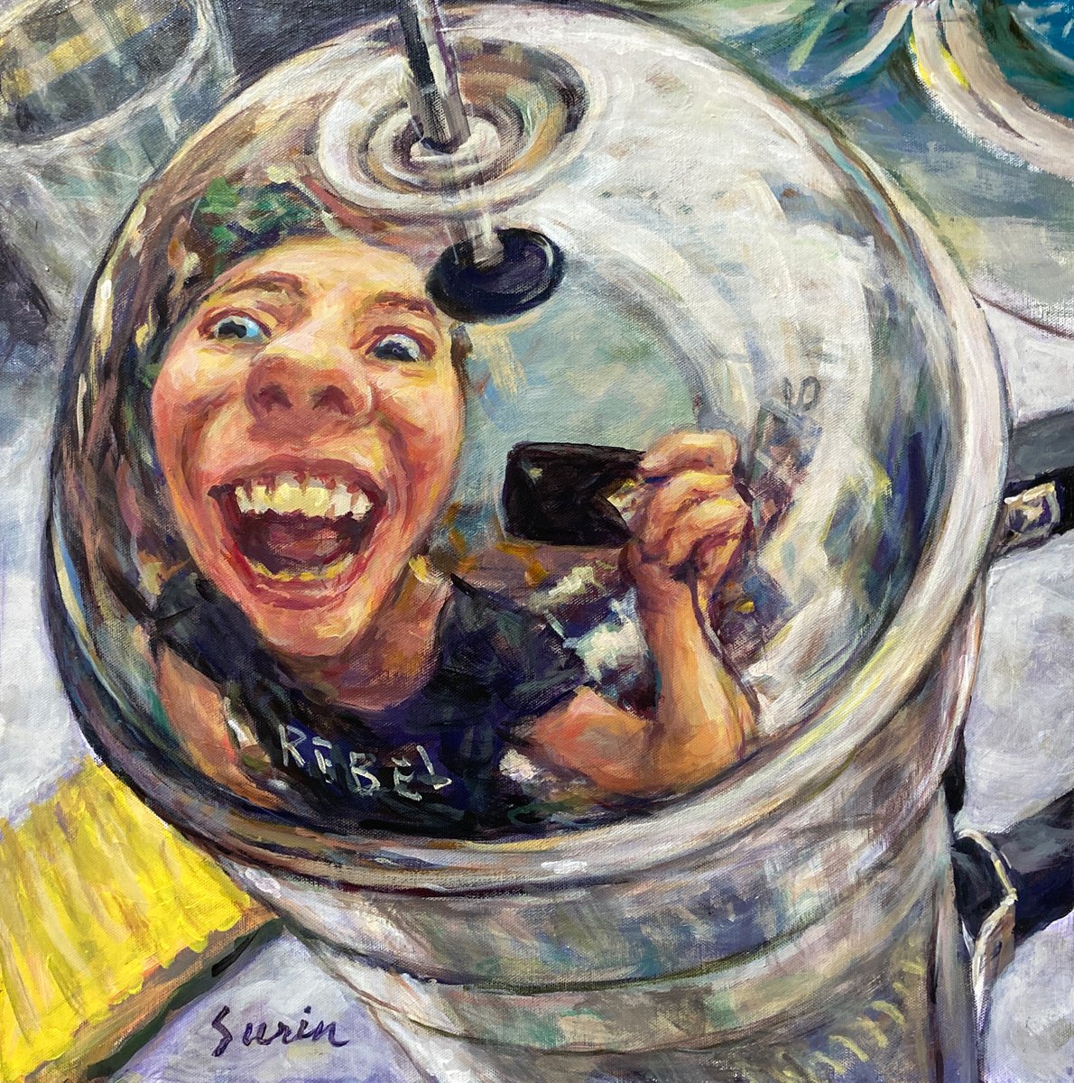 Selfie Espresso, smartphone picture, coffee shot, selfie caricature by Surin Jung