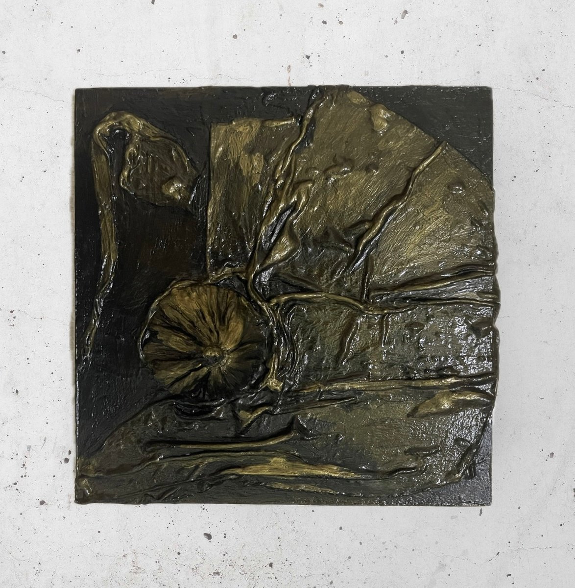 Photorealistic Botanical Sculpture By Guzel Min, 9 X 9, Lotus Pond. Relief Art., Original Artwork