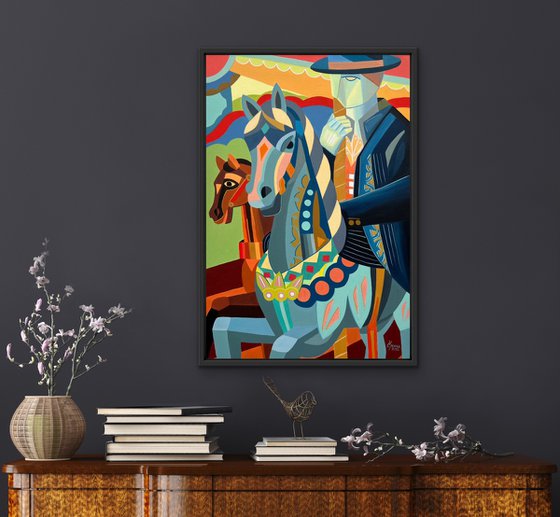 Golden Ride Expressionist Carousel Themed Art