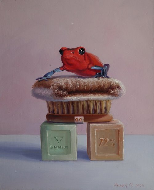 "Red Frog Bathing" by Lena Vylusk