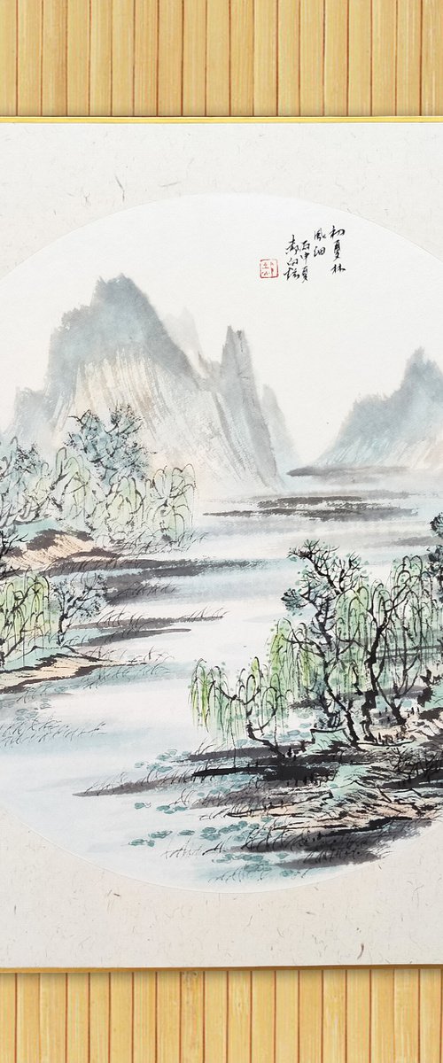 XUAN ART - Chinese landscape painting 43*43cm - 05 by RAN HAO