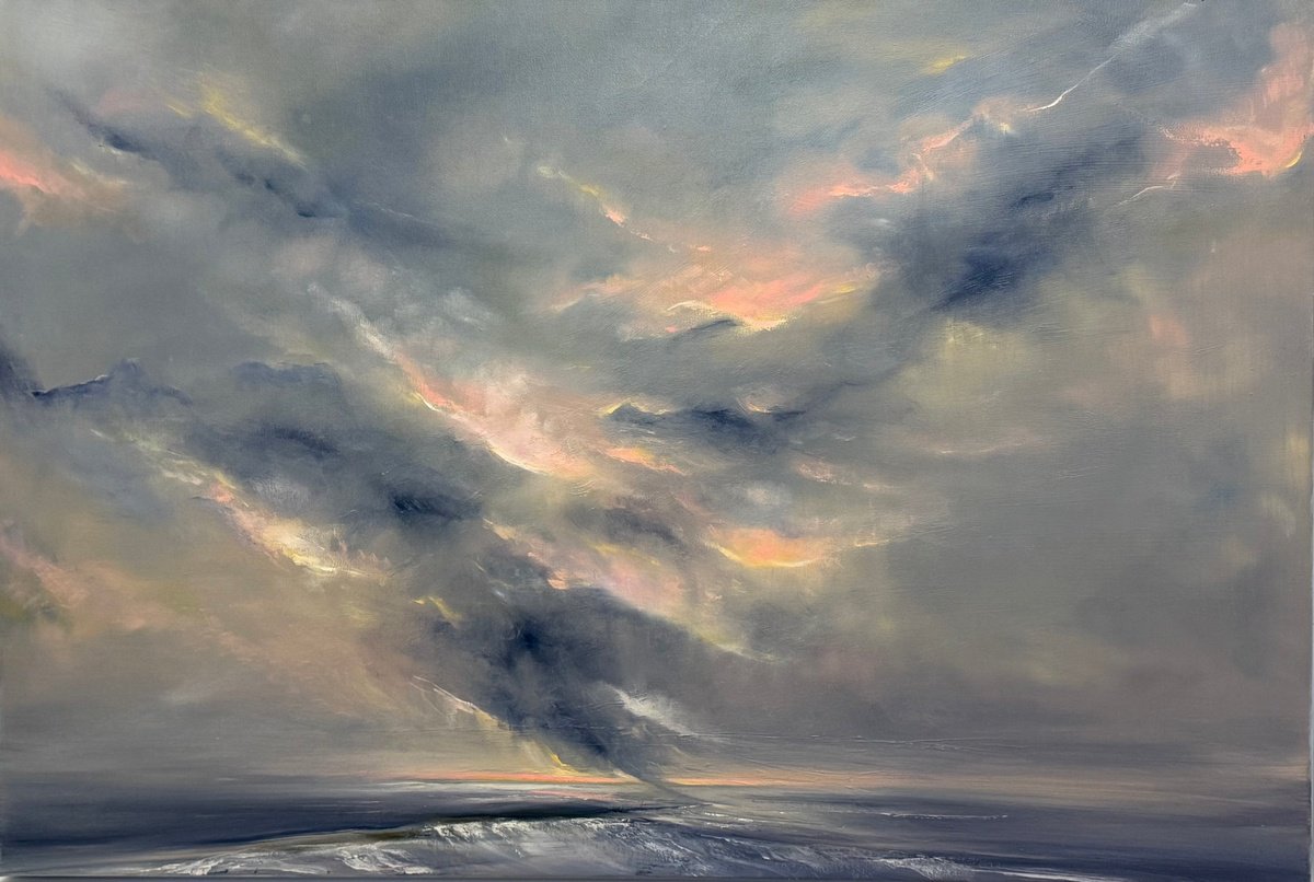 Impressionistic Landscape Oil Painting By Daiva Karaliute, 35 X 24, Vortex, Original Artwork