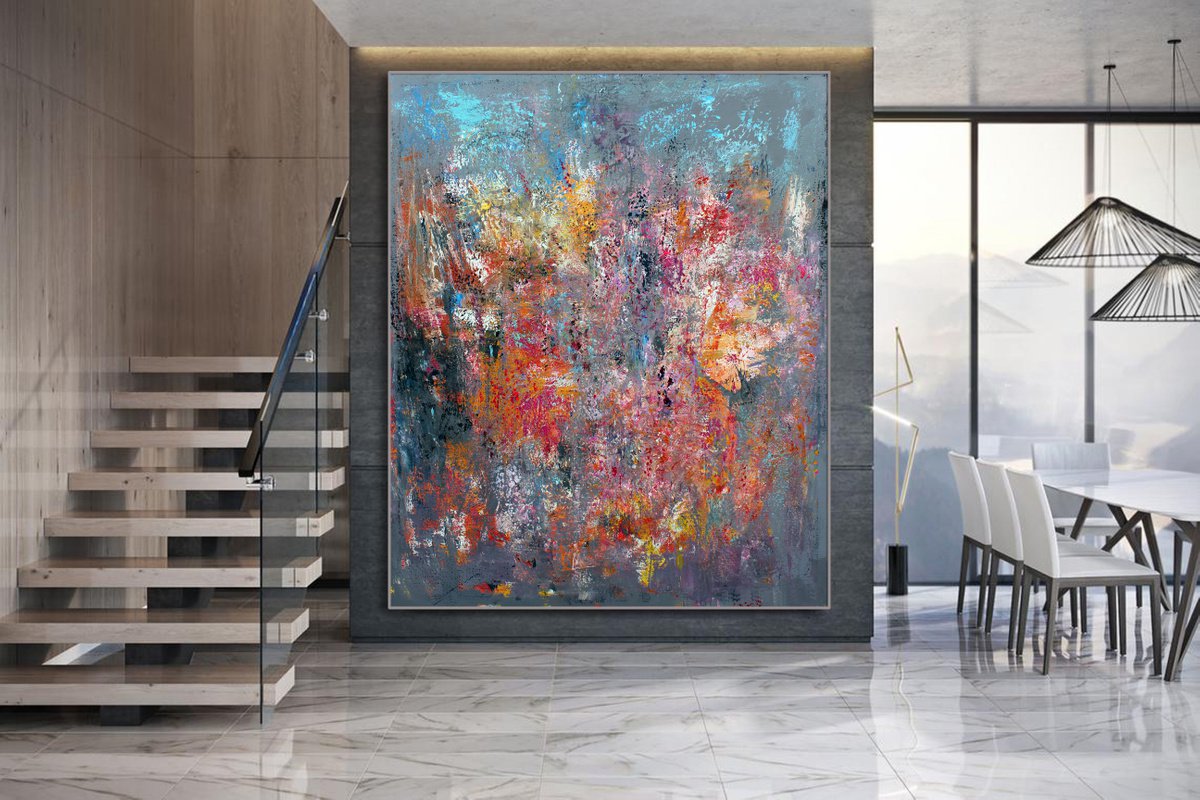 Abstract Acrylic Painting By Veljko Martinovic, 75 X 93", - Bach