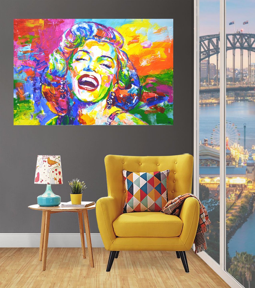 Expressive Portrait Acrylic Painting By Iryna Kastsova, 47 X 31, Marilyn Monroe 6, Original Artwork