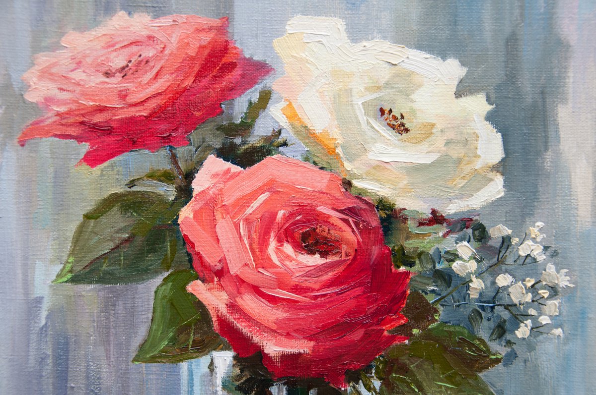 Original 8 x 8 Oil Painting, Floral, Ranunculas, Pink Floral, Still Life, Fine Art, Free Shipping good