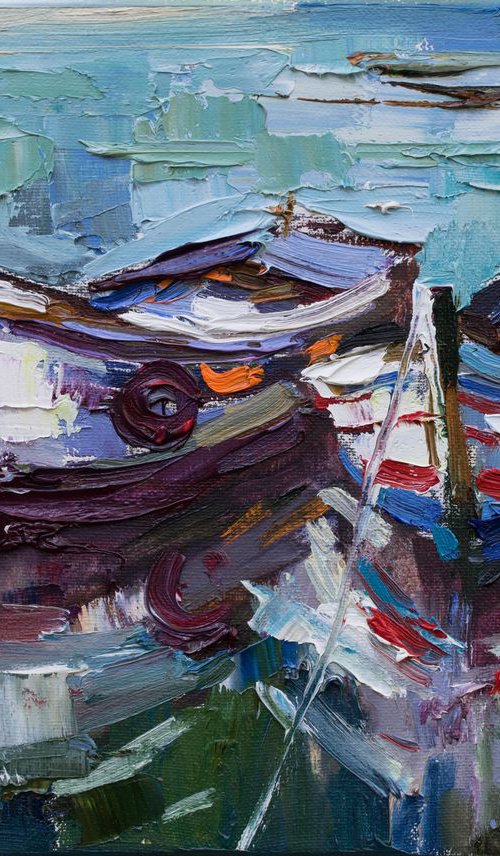 In a quiet bay - Original oil painting by Anastasiia Valiulina
