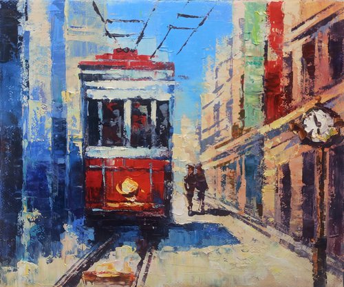 Red tram by Narek Qochunc
